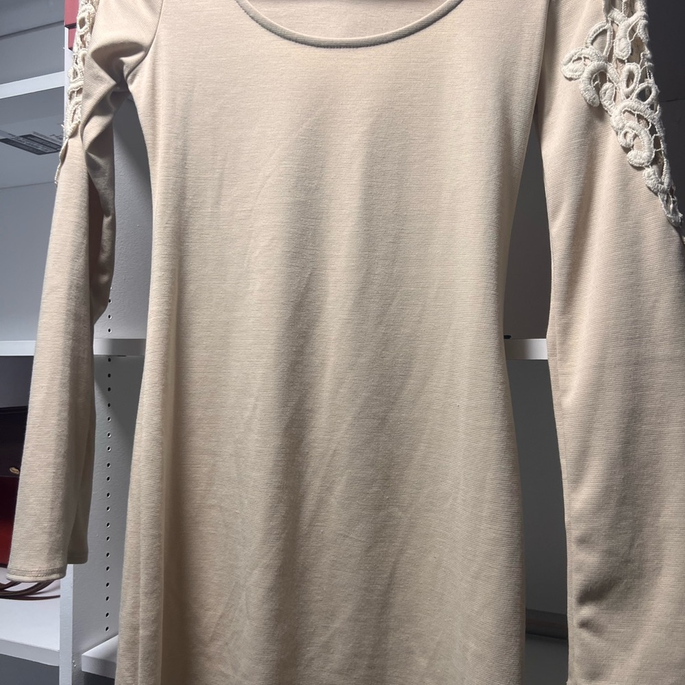 Sage Cream Lace Accent Mini Dress